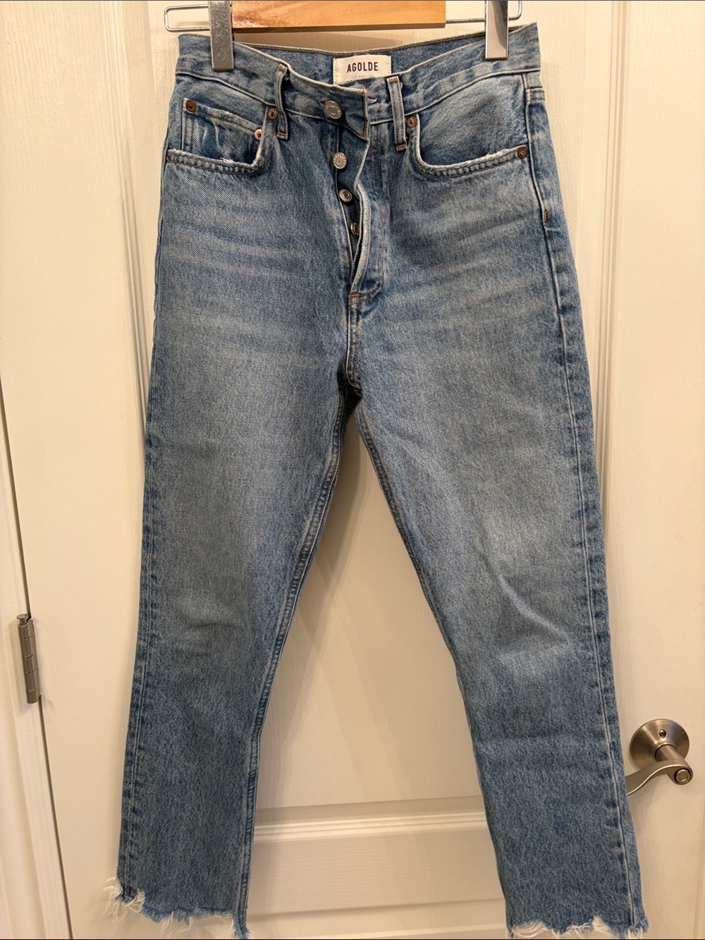 Agolde Light Blue High-Rise Button-Fly Jeans